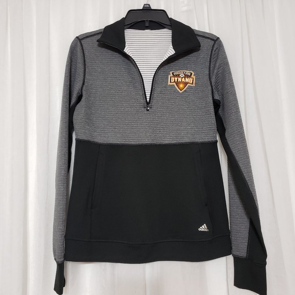 adidas Women's Gray and Black Half-Zip Pullover with Houston Dynamo Patch